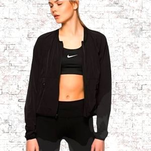 Nike Crop Jacket Woven Bliss Zip-Through Training Black Cover Up Size (S)